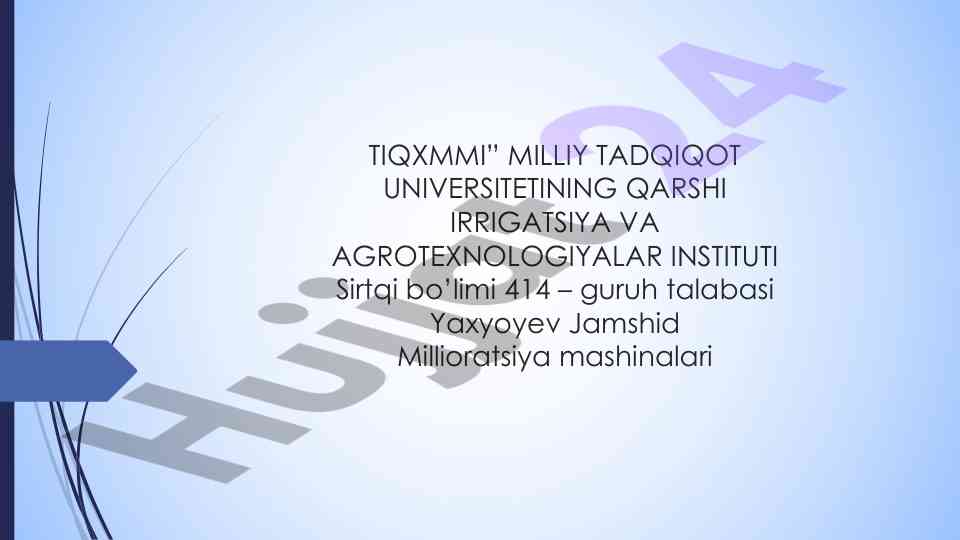 Melioratsiya mashinalarini avtomatlashtirish tahlili