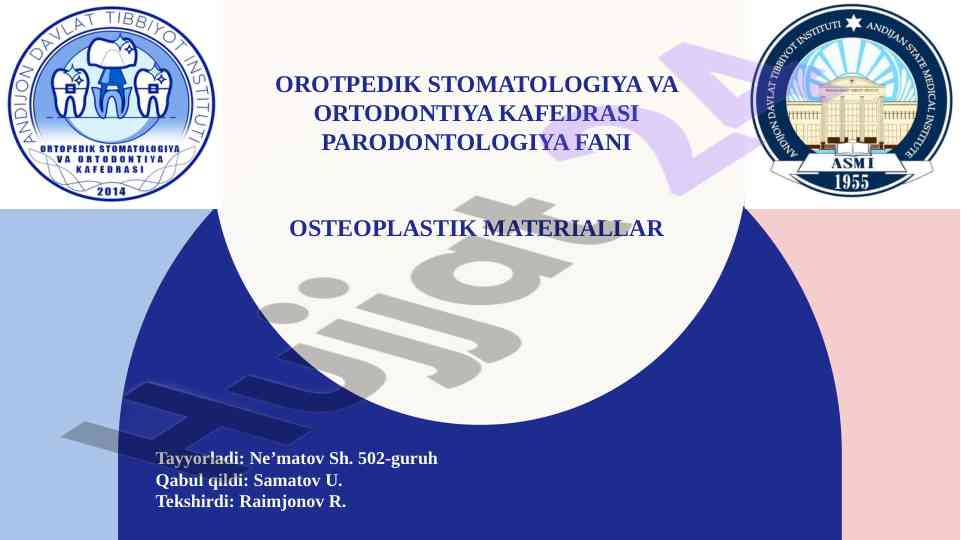 Osteoplastik materiallar va ularning foydalanishi