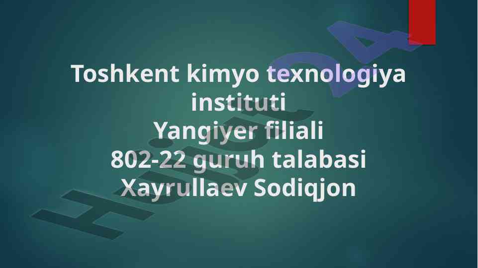 Toshkent kimyo texnologiya instituti yangiyer filiali