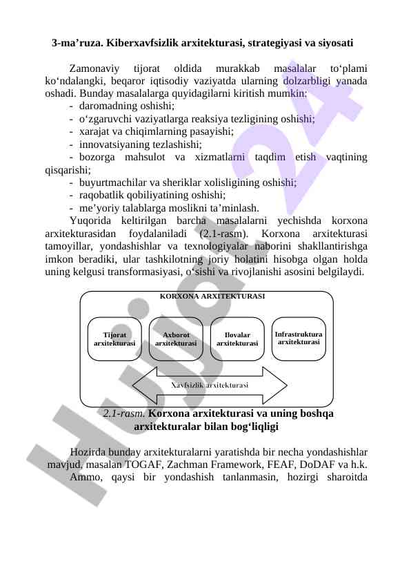 Kiberxavfsizlik arxitekturasi va strategiyasi