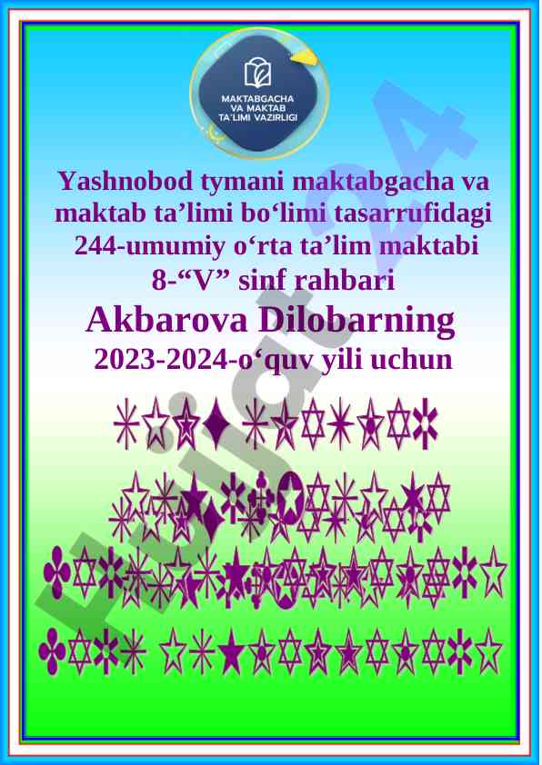 Sinf soati mashg‘ulotlari rejasi 2023-2024 o‘quv yili