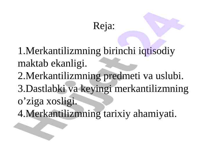 Merkantilizmnning tarixi va ahmiyati