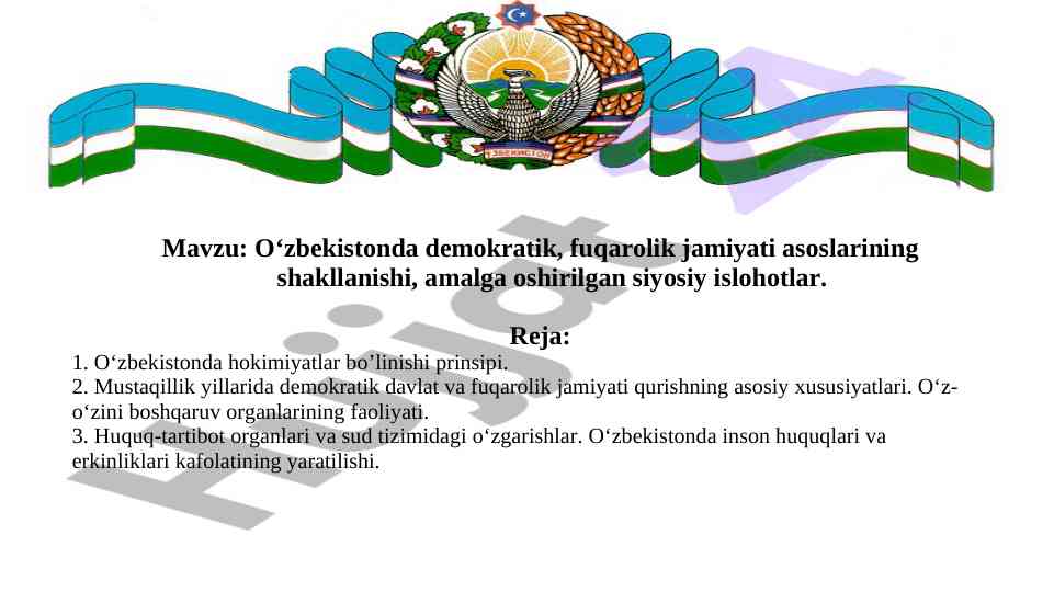 O‘zbekistonda demokratik jamiyat shakllanishi