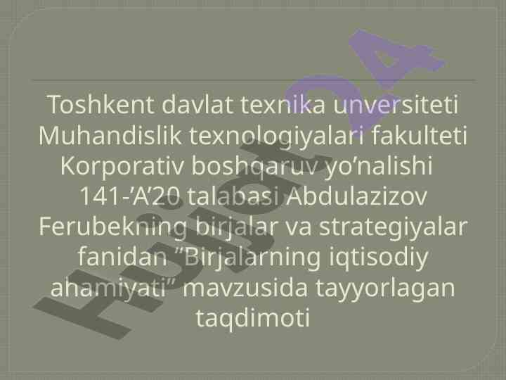 Birjalarning iqtisodiy ahamiyati taqdimoti