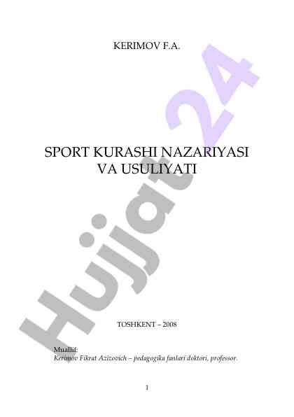 Sport Kurashi Nazariyasi Va Usuliyati