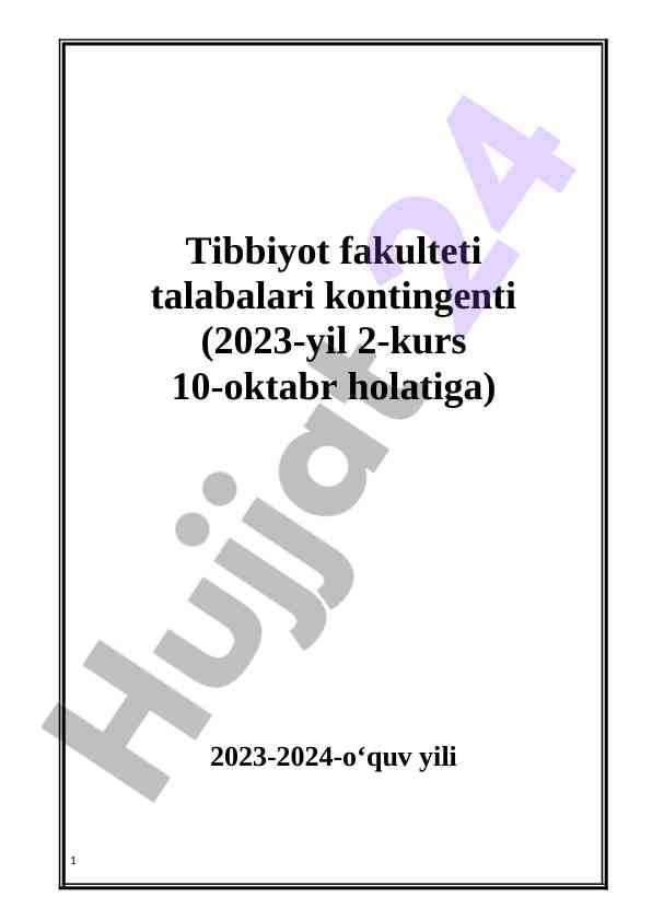 Tibbiyot fakulteti talabalari kontingenti 2023