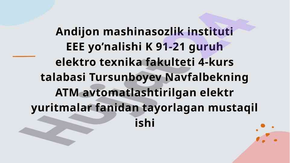 Andozaviy texnika matorini tanlash va tahlil