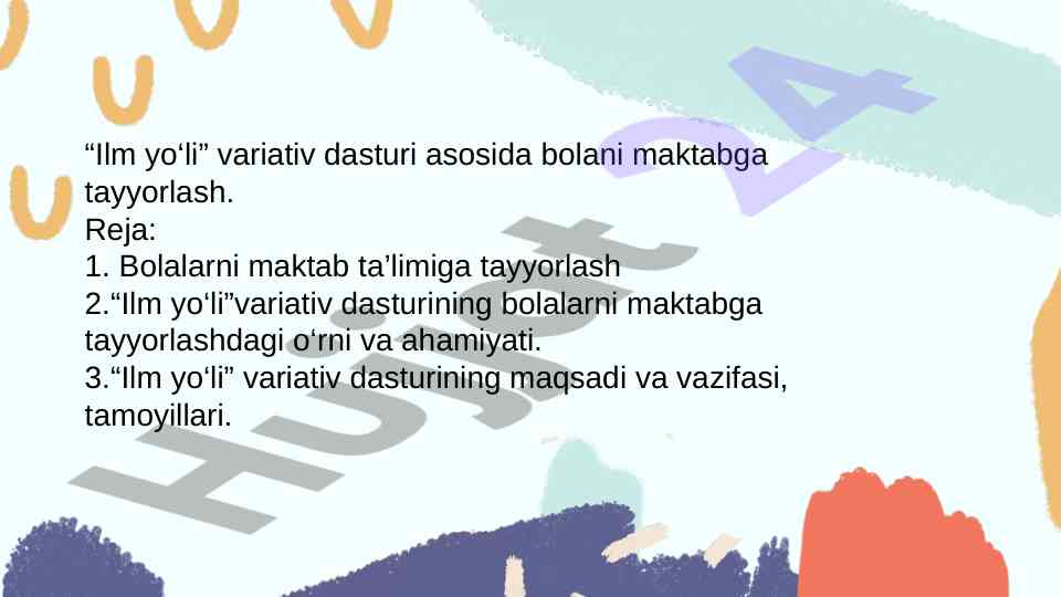 Bolani maktabga tayyorlash dasturi ahamiyati