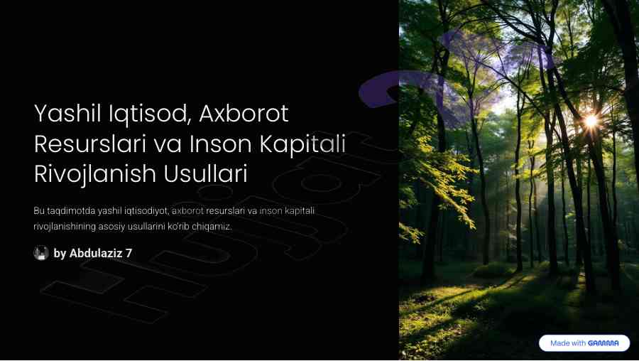 Yashil iqtisod, axborot resurslari va inson kapitali