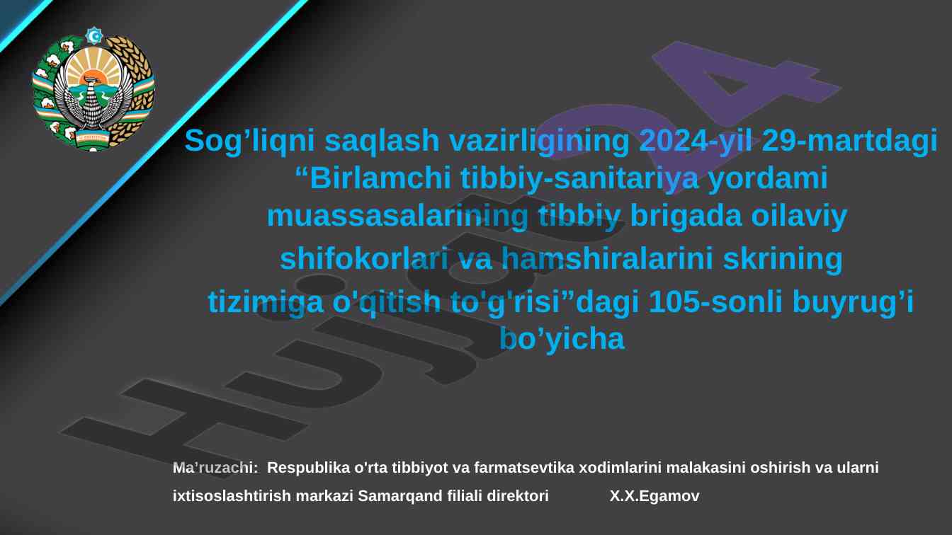 Tibbiy brigada hamshiralarini o‘qitish dasturi