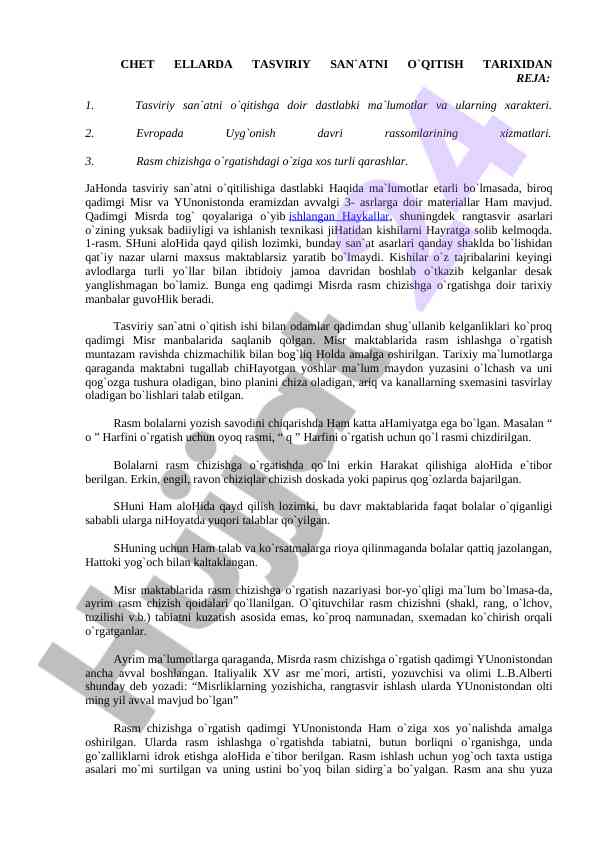 Chet ellarda tasviriy san'atni o'qitish tarixi