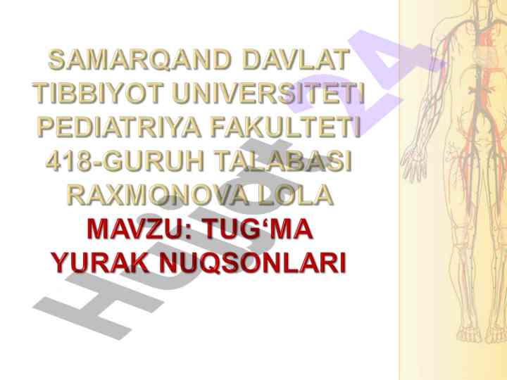 Tug‘ma yurak nuqsonlari va ularni rivojlanishi