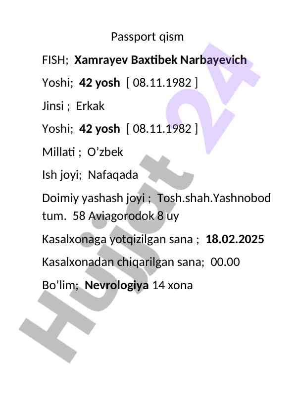 Nevrologiya klinik tashxislariga aloqador ma'lumotlar