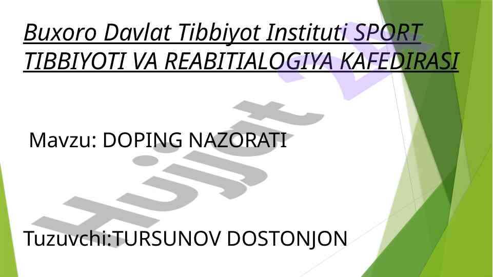Doping nazorati tibbiyot va sport sohasida