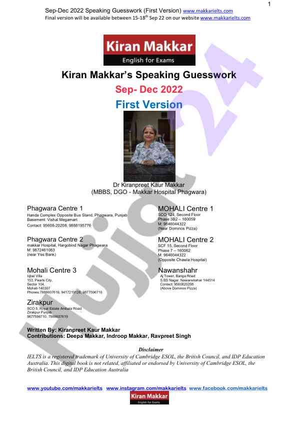Speaking guesswork overview sep-dec 2022