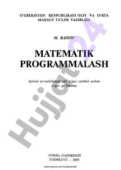 Matematik programmalaash o‘quv qo‘llanma
