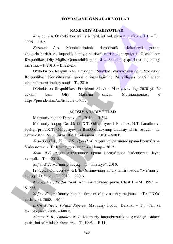 O‘zbekiston milliy istiqlol va iqtisodiy islohotlar