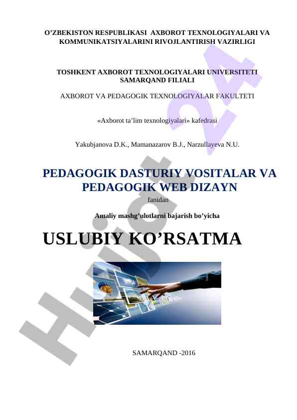 Axborot ta’lim texnologiyalari amaliy mashg’ulotlar