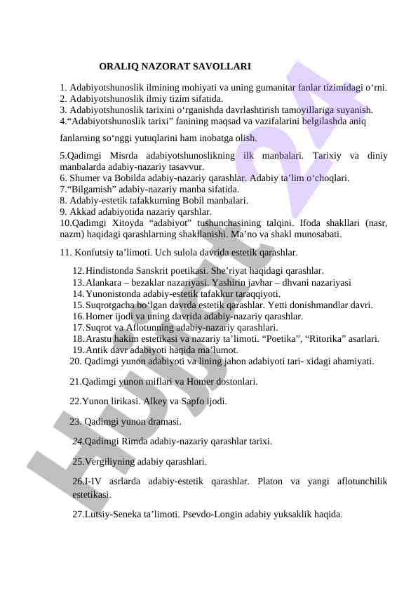 Adabiyotshunoslik ilmi va uning tarixi