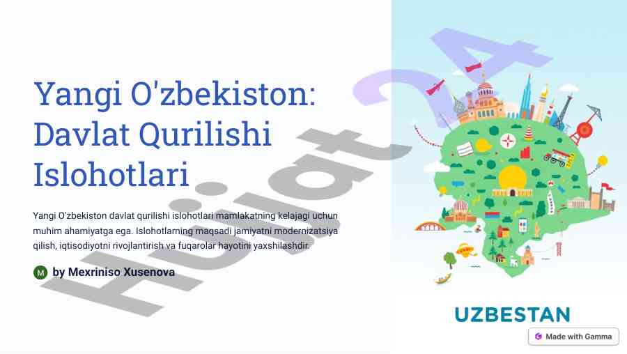 Yangi o'zbekiston davlat qurilishi islohotlari