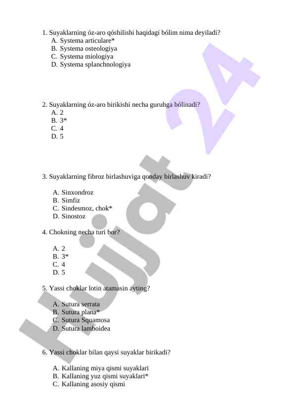 Suyaklarning birlashuvi haqida savollar