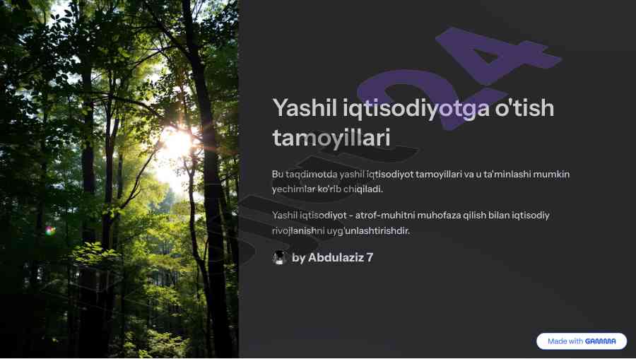 Yashil iqtisodiyotga o'tish tamoyillari