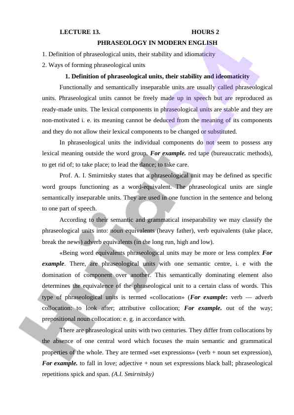 Phraseology in modern english lecture overview