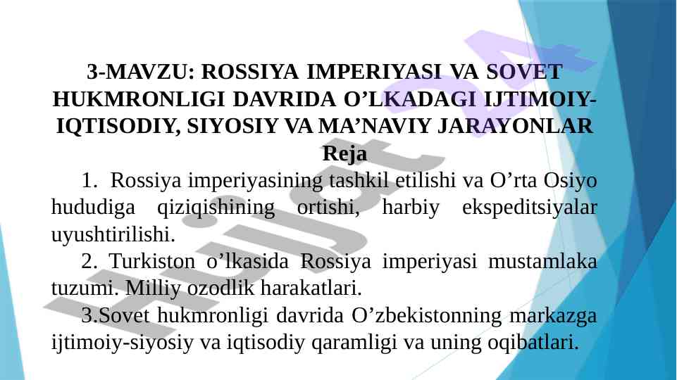 Rossiya imperiyasi va sovet hukmronligi davridagi jarayonlar