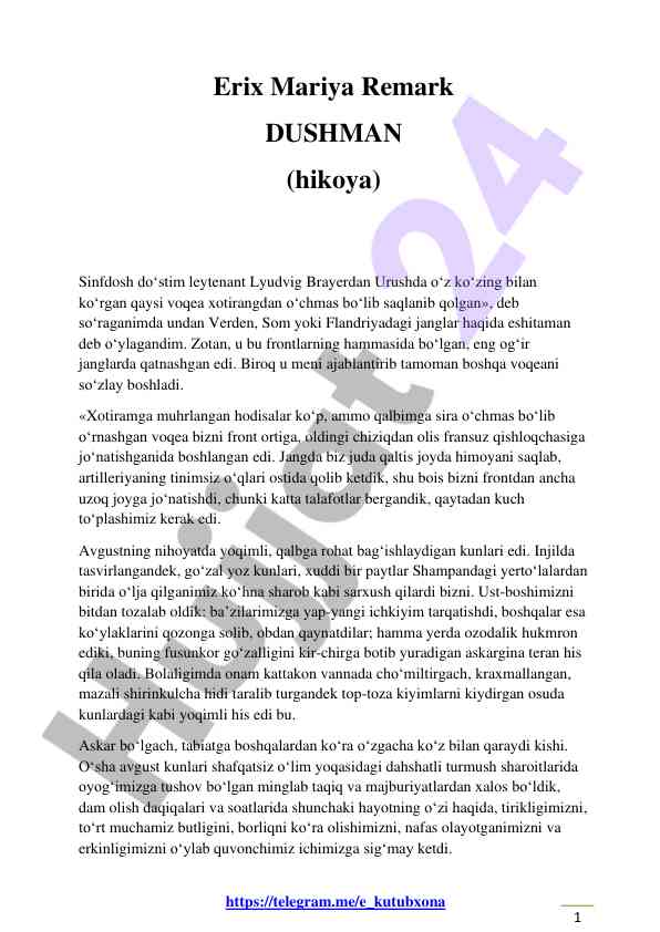 Erix mariya remark dushman hikoyasi tahlili