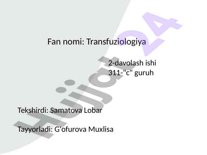 Donorlik va salomatlik haqida ma'lumotlar