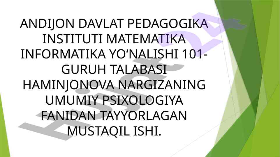 Ilk o'spirinlik davrida psixologik rivojlanish