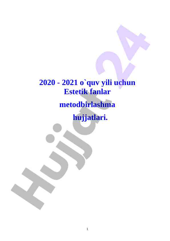 Estetik fanlar metodbirlashma hujjatlari 2020 - 2021