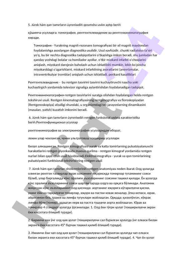 Yurak diagnostikasida zamonaviy usullar