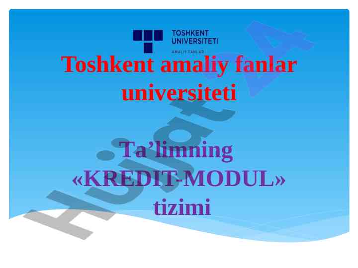 Kredi̇t-modul tizimi va uning ahami̇yati