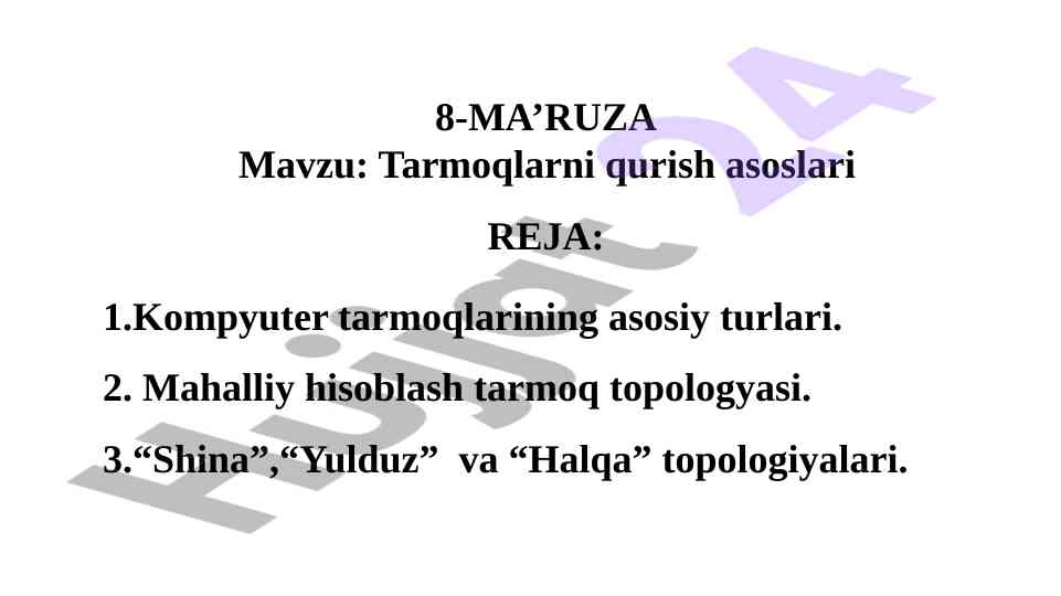 Tarmoq Qurish Asoslari Va Topologiyalar
