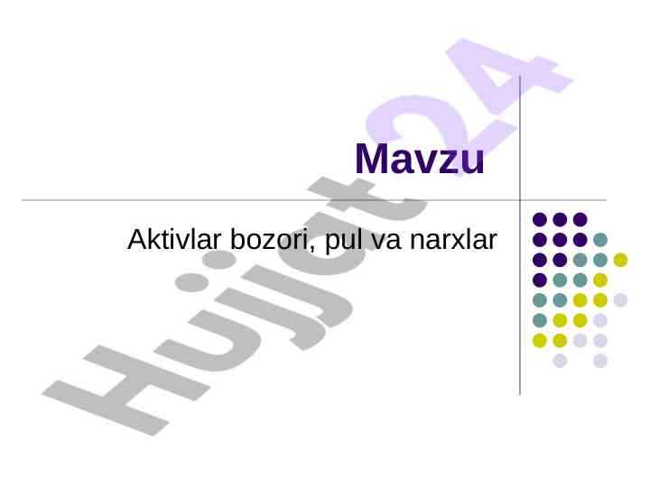 Aktivlar bozori va pul tizimlari tahlili