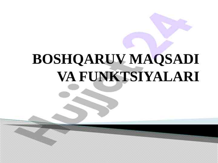 Boshqaruv maqsadi va funktsiyalari tahlili