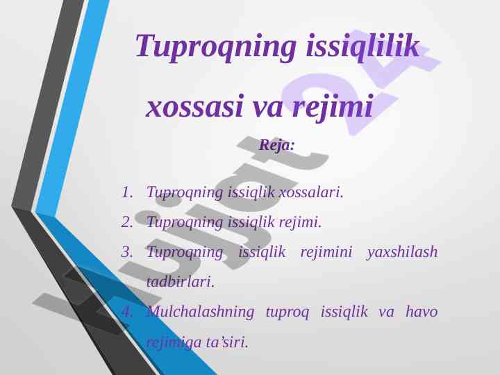 Tuproqning issiqlik xossalari va rejimi