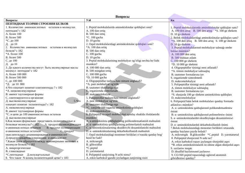 Savollarning tahlili va javoblari