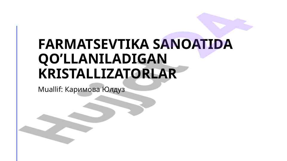 Farmatsevtika sanoatida kristallizatorlarning ahmiyati