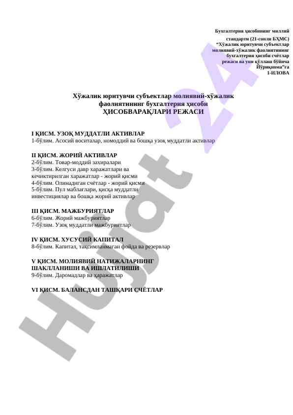 Buxgalteriya hisobi standarti va hisobvaraq rejasi