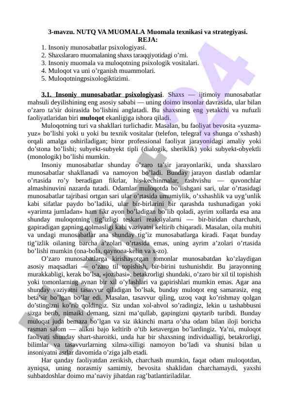 Nutq va muomala: psixologiya va muloqot tahlili