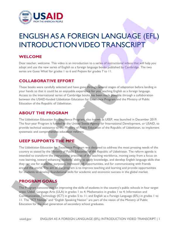 Introduction to english as a foreign language series