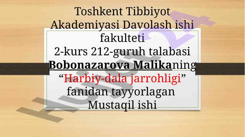 Fuqorolik muhofazasi va hayot xavfsizligi mustaqil ish