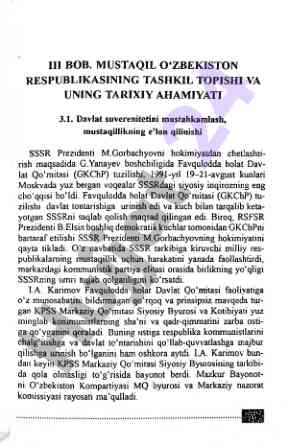 Mustaqil o'zbekistonning tarixi va ahamiyati