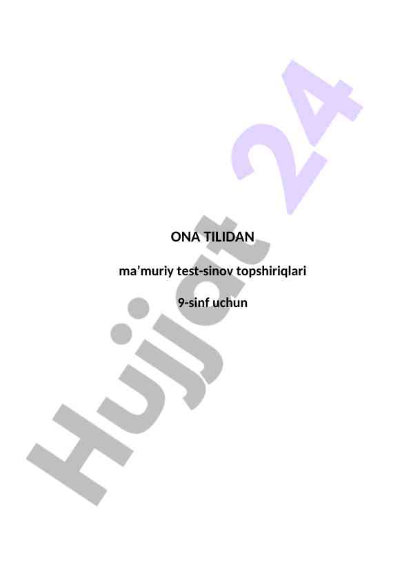 Ona tilidan 9-sinf uchun test-sinov topsirig'i