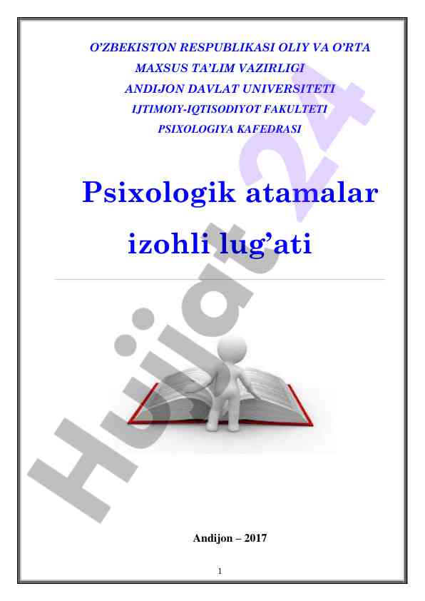 Psixologiya fanining o‘zlashtirish uslubiy qo‘llanmasi
