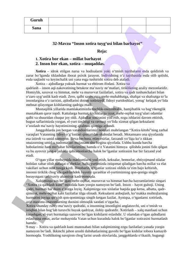 Inson xotira tuygʻusi bilan barhayot