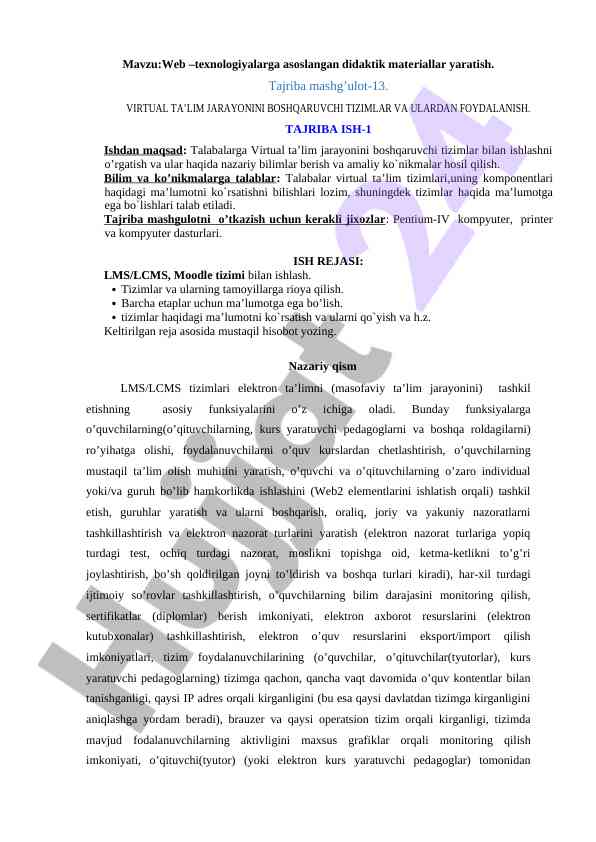 Virtual ta’lim jarayonini boshqarish tizimlari