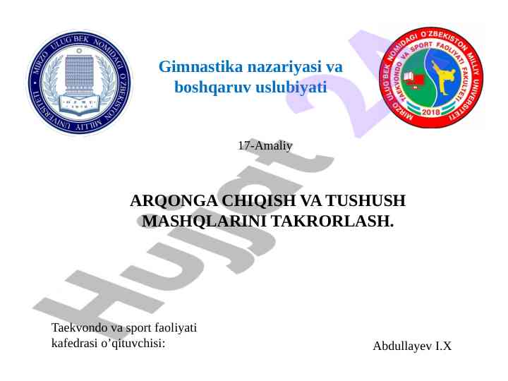 Arqonga tirmashib chiqish mashqlari nazar bilan